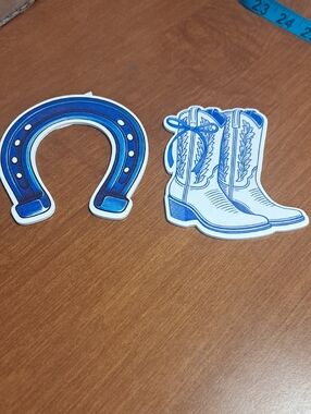 Blue Horseshoe and Cowboy Boot Wood Set/ BUNDLE ONLY 2 OR MORE ITEMS